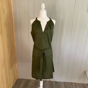 NWT XL A NEW DAY TIE WAIST Olive Green SHIRTDRESS
